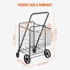 VEVOR Folding Shopping Cart, Jumbo Grocery Cart with Double Baskets, 360Â° Swivel Wheels, Heavy Duty Utility Cart, 110 LBS Large Capacity Utility Cart