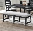 Modern 1pc Dining Bench Black Frame Upholstered Cushion Plush Comfort Seat Kitchen Dining Room Furniture