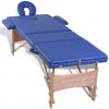 Blue Foldable Massage Table 3 Zones with Wooden Frame