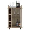 Bar Cart Baltimore, Two Tier Cabinet With Glass Door, Six Wine Cubbies, Light Oak Finish