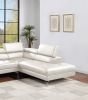 White Color Sectional Couch 2pc Set Living Room Furniture Faux Leather Right Facing Chaise And Left Facing Sofa Metal Legs