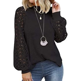 Women's Long Sleeve Tops Lace Casual Loose Blouses T Shirts (Color: Grey, size: XXL)