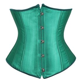 SEXY Gothic Underbust Corset and Waist cincher Bustiers Top Workout Shape Body Belt Plus size Lingerie S-6XL (Color: Green, size: L)