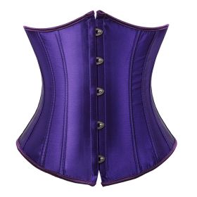 SEXY Gothic Underbust Corset and Waist cincher Bustiers Top Workout Shape Body Belt Plus size Lingerie S-6XL (Color: 7055Deep Purple, size: XXL)