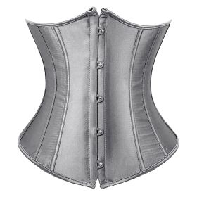 SEXY Gothic Underbust Corset and Waist cincher Bustiers Top Workout Shape Body Belt Plus size Lingerie S-6XL (Color: Gray, size: M)