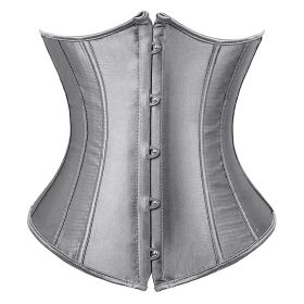 SEXY Gothic Underbust Corset and Waist cincher Bustiers Top Workout Shape Body Belt Plus size Lingerie S-6XL (Color: Gray, size: 5XL)