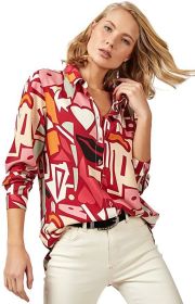 Blouses for Women Fashion; Casual Long Sleeve Button Down Shirts Tops; XS-3XL (Color: Red, size: XL)