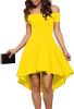 Womens Off The Shoulder Short Sleeve High Low Cocktail Skater Dress