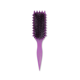 Curl Defining Brush,Boar Bristle Hair Brush Styling Brush for detangling,combing and shaping men and women,curls to reduce pulling and curl separation (Color: Purple)