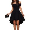 Womens Off The Shoulder Short Sleeve High Low Cocktail Skater Dress