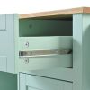 Kitchen Cart with Rubber wood Drop-Leaf Countertop ,Cabinet door internal storage racks,Kitchen Island on 5 Wheels with Storage Cabinet and 3 Drawers