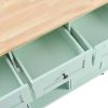 Kitchen Cart with Rubber wood Drop-Leaf Countertop ,Cabinet door internal storage racks,Kitchen Island on 5 Wheels with Storage Cabinet and 3 Drawers