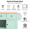 Kitchen Cart with Rubber wood Drop-Leaf Countertop ,Cabinet door internal storage racks,Kitchen Island on 5 Wheels with Storage Cabinet and 3 Drawers