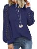 Women's Long Sleeve Tops Lace Casual Loose Blouses T Shirts