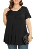 Women's Plus Size Short & Long Sleeve Tunic Tops Scoop Neck Loose T Shirt Blouse for Leggings