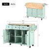 Kitchen Cart with Rubber wood Drop-Leaf Countertop ,Cabinet door internal storage racks,Kitchen Island on 5 Wheels with Storage Cabinet and 3 Drawers