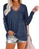 Feiersi Womens Tops Loose Long Sleeve Tshirts Casual Crew Neck Blouse with Pocket